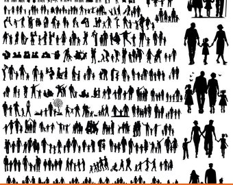 Family SVG PNG Bundle, Family Clipart, Fathers Day svg,  Family Silhouette, Family SVG Cut Files for Cricut ,Father and Children svg,