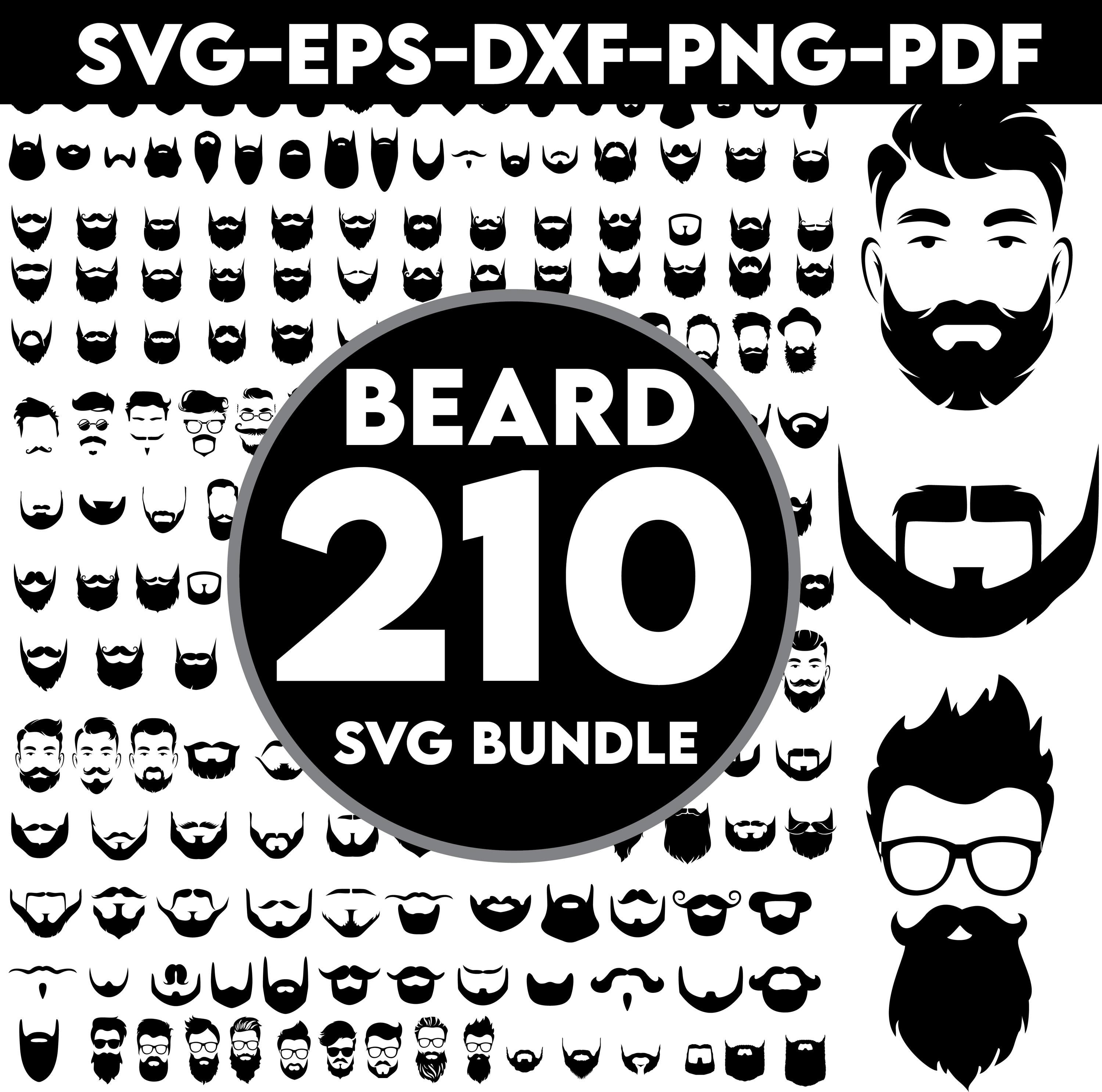 Beard SVG Bundle, Beard PNG Bundle, Beard Clipart, Beard SVG Cut Files for Cricut,  Long beard Svg , Beard Silhouette, Beard Face Svg,