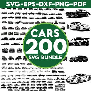 Auto Svg-bundel, retro auto silhouet Svg, sportwagen Svg, oldtimer Vector, Clipart - stickers bestanden, lasergesneden bestanden, Svg voor Cricut, dxf