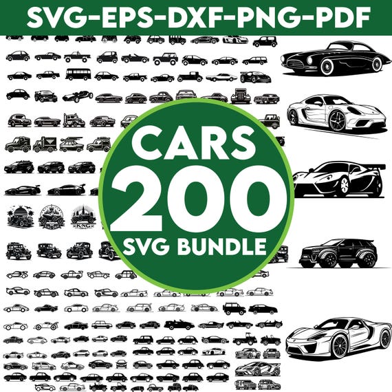 Car Svg Bundle, Retro Car Silhouette Svg, Sports Car Svg, Classic Car Vector, Clipart - Stickers Files, Laser Cut Files, Svg For Cricut,dxf