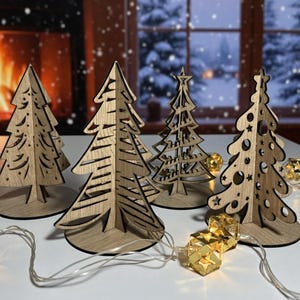04 Christmas tree stands laser cut bundle, standing christmas trees 3D lasercut, pine trees laser, Christmas tree decor SVG