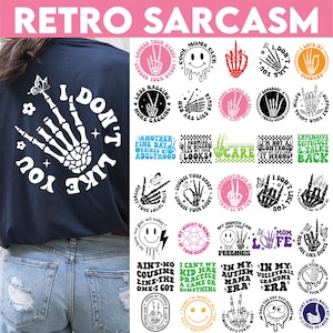 Sarcasm Front and Back Shirt Svg Bundle, Retro Sarcastic Svg, Sarcastic Sayings Svg, Adult Humor Svg, Png File, Funny quotes Clipart svg