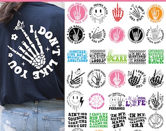 Sarcasm Front and Back Shirt Svg Bundle, Retro Sarcastic Svg, Sarcastic Sayings Svg, Adult Humor Svg, Png File, Funny quotes Clipart svg