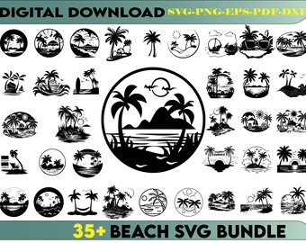 Beach SVG Bundle, Summer Svg, Beach Svg, Summertime Svg, Vacation Svg,Beach Silhouette, Summer Cut Files, Cricut, Png, Svg,pdf