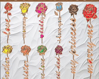 10 Two Layered Flowers Laser Cut Svg Files, Mom Rose Laser Cut Gift, Love Rose Cricut, Gift Vector Files For Wood Laser Cutting,Cricut files