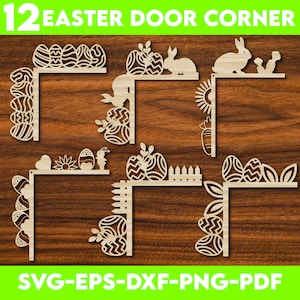 12 Easter Door Corner SVG Bundle | Easter Door Trim | Bunny Trim Corner SVG | Spring Easter Door Topper | Happy Easter Door Corners Sign