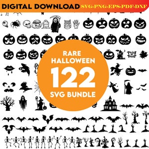 122 Rare HALLOWEEN SVG Bundle, Halloween Svg Files for Cricut, Halloween Svg Cut Files, HALLOWEEN Clipart,pdf,dxf,eps