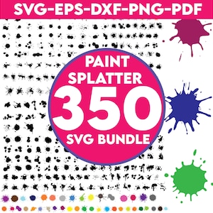 Paint Splatter SVG Bundle, Paint Splatter PNG Bundle, Ink Splatter Svg, Black Ink Splashes SVG Cut Files for Cricut, Paint Drip svg.