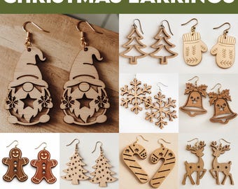 10 Christmas Earrings SVG, Christmas Earrings Bundle, Christmas SVG, Christmas SVG Bundle, Christmas bundle svg, Glowforge svg