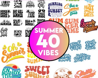 40 Retro Summer SVG Bundle, Summer Svg, Beach Svg, Summertime svg, Funny Beach Quotes, Summer Quotes Svg, Svg files for cricut, Svg Bundle