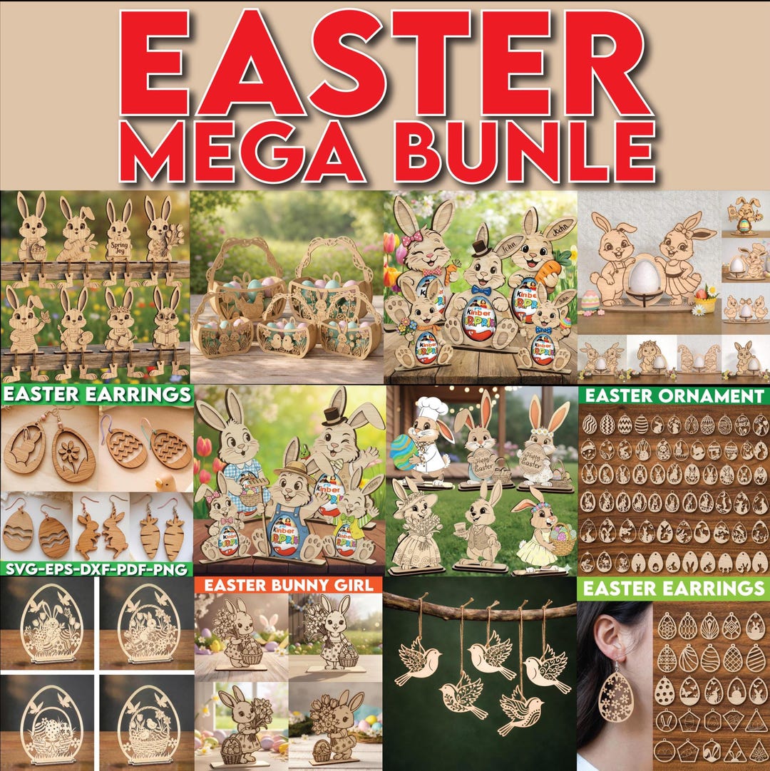 X12 Easter SVG Mega Bundle | Laser Cut Files for Glowforge | Bunny Egg ...