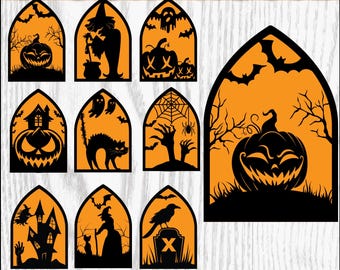 Halloween Spooky House SVG, Halloween Door Hanger Svg, Halloween Decor, Wooden Door Hanger Dvg, Haunted House, Black Cat Svg, Pumpkin Svg