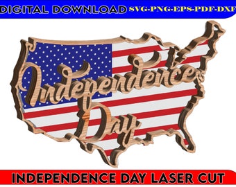 Independence day Laser Cut File For Glowforge | American Flag SVG | 4th Of July SVG | USA Svg | Laser cut Files | America Svg Flag pdf,dxf