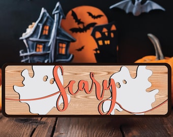 Scary Ghost Sign Laser SVG Boo Ghost Framed Laser Sign Halloween Framed SVG Fall Laser Glowforge Laser Ghost File Glowforge Fall Laser cut
