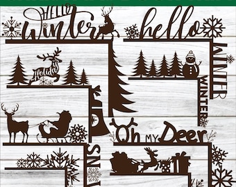 Christmas door corners svg, Christmas scene svg, Laser cut, Christmas glowforge, Door corner eps, Christmas vector, Christmas home Trim,DXF