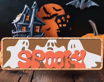Boo Ghost Sign Laser SVG, Spooky Ghost Framed Laser Sign Halloween Framed SVG Fall Laser SVG Glowforge Laser Ghost File, Spooky sign