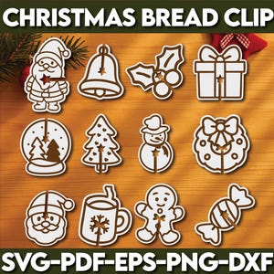 12 Christmas Bread bag clip holder bundle laser cut svg file Glowforge bread bag svg Funny Christmas , Christmas svg, Chritmas laser svg
