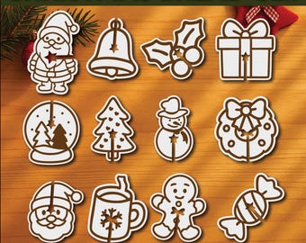 12 Christmas Bread bag clip holder bundle laser cut svg file Glowforge bread bag svg Funny Christmas , Christmas svg, Chritmas laser svg