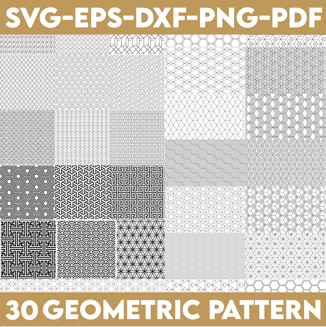 30 Seamless Patterns Svg, Geometric Svg, Geometric Clipart, Geometric ...