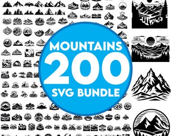 Montañas SVG, Archivo para Cricut, Para silueta, Archivos cortados, Paisaje forestal Svg - Imágenes Prediseñadas de montaña - Pino Svg Png, Archivos Svg
