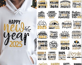 45 New Year 2025 SVG | Happy New Year SVG | New Year's Eve SVG | New Year Party T shirt Design | Cheers 2024 | New Year Sublimation Clipart