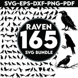 165 CROW SVG , Raven Svg , Bird Svg, Crow Silhouettes, Dark Crow Svg , Crow Cricut , Crow Clipart , Raven Clipart