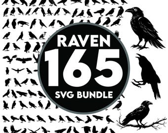 165 CROW SVG , Raven Svg , Bird Svg, Crow Silhouettes, Dark Crow Svg , Crow Cricut , Crow Clipart , Raven Clipart