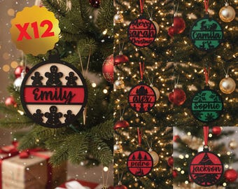 Personalized Christmas Ornament SVG, Custom Name Ornament SVG Laser Cut, Tree Ornaments With Editable Text, Glowforg SVG, Wood Christmas Svg