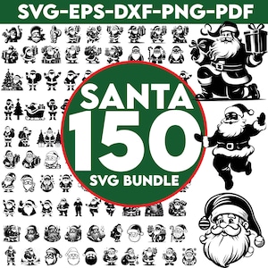 150 Santa SVG, Santa Face Svg, Vintage santa Svg, Santa Claus svg, Santa Hat, Holiday Svg Santa Silhouette,Santa svg bundle,Instant Download