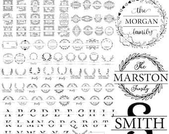 112 Family Name Monogram SVG, Monogram SVG, Split Monogram svg, Family svg, Family Sign svg, Wedding Monogram svg, family name svg Cricut