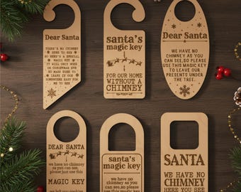 Christmas Door Hanger Laser Cut Bundle,Christmas Door Hangers, Door Knob Laser Cut, Santa key hanger tag laser cut, Santa's magic key