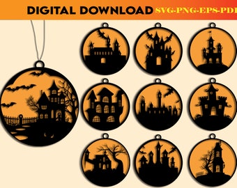 10 Halloween Sign SVG Laser Cut Horror Halloween Glowforge SVG Halloween Glowforge Files Halloween Laser Files SVG