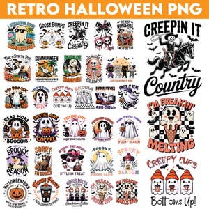 Retro Halloween Png Bundle, Halloween Sublimation Designs, Spooky Season Png, Ghost T-shirt, Pumpkin Png, Fall Png, Retro Halloween Png