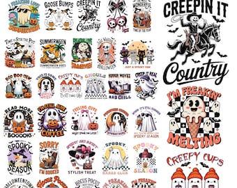 Retro Halloween Png Bundle, Halloween Sublimation Designs, Spooky Season Png, Ghost T-shirt, Pumpkin Png, Fall Png, Retro Halloween Png