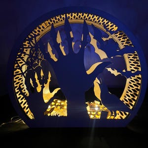 Ghosts Bats Spooky Halloween Lantern Tealight Holder Haunted Scene Lamp Laser Cut Digital Download
