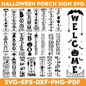 Halloween Porch Sign SVG Bundle, Halloween Porch Signs svg, Halloween tall door sign svg, Halloween welcome sign svg