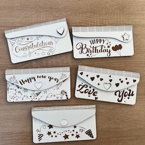 05 geld envelop lasergesneden bundel svg snijbestand Glowforge bruiloft envelop geld houder svg verjaardag envelop cadeau geld houder dxf cnc