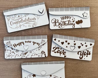 05 money envelope Laser cut bundle svg cutting file Glowforge wedding envelope money holder svg Birthday envelope gift money holder dxf cnc