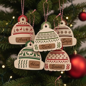 Christmas beanie hat ornaments 6 laser cut svg file Glowforge Layered Christmas ornaments svg Christmas ornaments dxf Christmas laser file