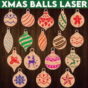 17 Bolas de Natal svg, Arquivos de Corte de Decorações de Natal, Enfeites de Árvore de Natal SVG, Arquivos de corte a laser, Cricut, Silhouette, Glowforge, DXF