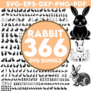 Rabbit SVG Bundle, Rabbit PNG, Rabbit Clipart, Rabbit SVG Cut Files for Cricut, Rabbit Silhouette Svg Png, Cute Rabbit svg, Rabbit Head Svg