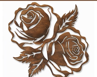 Two Rose Laser Cut Svg Files, Vector Files For Wood Laser Cutting, Rose Flower Laser Cut Out Art Valentine Day Acrylic wood,pdf,dxf,svg,png