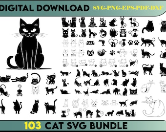 Cat svg bundle , Cat Silhouette ,Cat SVG , Cat Head SVG,Cat Face SVG ,Cat Cut Files, Cat Design,Kitten Svg,Cat Vector