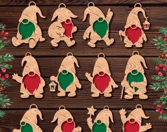 Christmas Gnome Bundle SVG, Christmas Decor, Christmas Gnome Ornaments Svg, Gnomes Sign, Laser Cut, Glowforge Svg, Files for CriCut