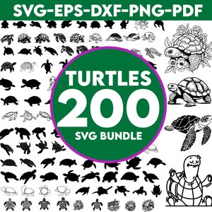 200 TURTLE SVG, Meeresschildkröte SVG, Meeresschildkröten DESIGNS Clipart, Schildkröte-Svg-Dateien für Cricut, Schildkröte svg, Schildkröte png, Schildkröten-Silhouette Cricut