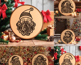 Christmas SVG Bundle Laser Files, Christmas Tree, Santa, Christmas Santa, Engraving Design for Cutting Board Gift, Chrisrmas laser cut