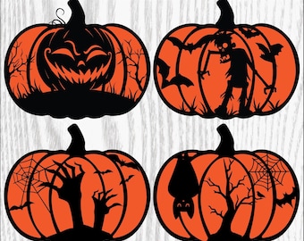 Halloween Pumpkin Bundle Svg, Pumpkins svg, Halloween Decor svg, Pumpkin Laser Cut Files, Halloween svg, Spooky Glowforge Svg, Black Cat Svg
