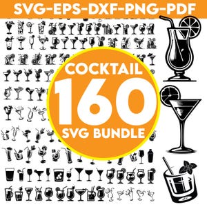 Cocktail SVG Bundle, Cocktail PNG Bundle, Cocktail Clipart, Cocktail SVG Cut Files Cricut, Shot Glass Svg, Drink Svg, Alcohol Svg.