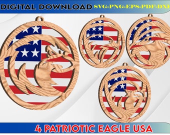 Patriotic Eagle American Flag , Multilayer Eagle Glowforge , Eagle SVG , 4th July SVG , Eagle USA flag Svg files , Laser Ready Cut File