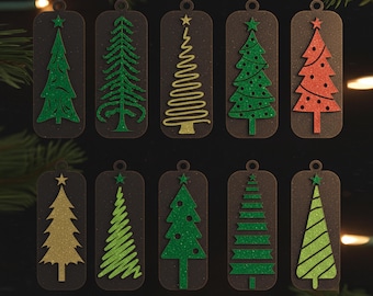 Boerderij kerstboom, kerstboom laser svg, kerst svg, kerst laser gesneden rechthoek ornament bestand SVG, vakantie Glowforge